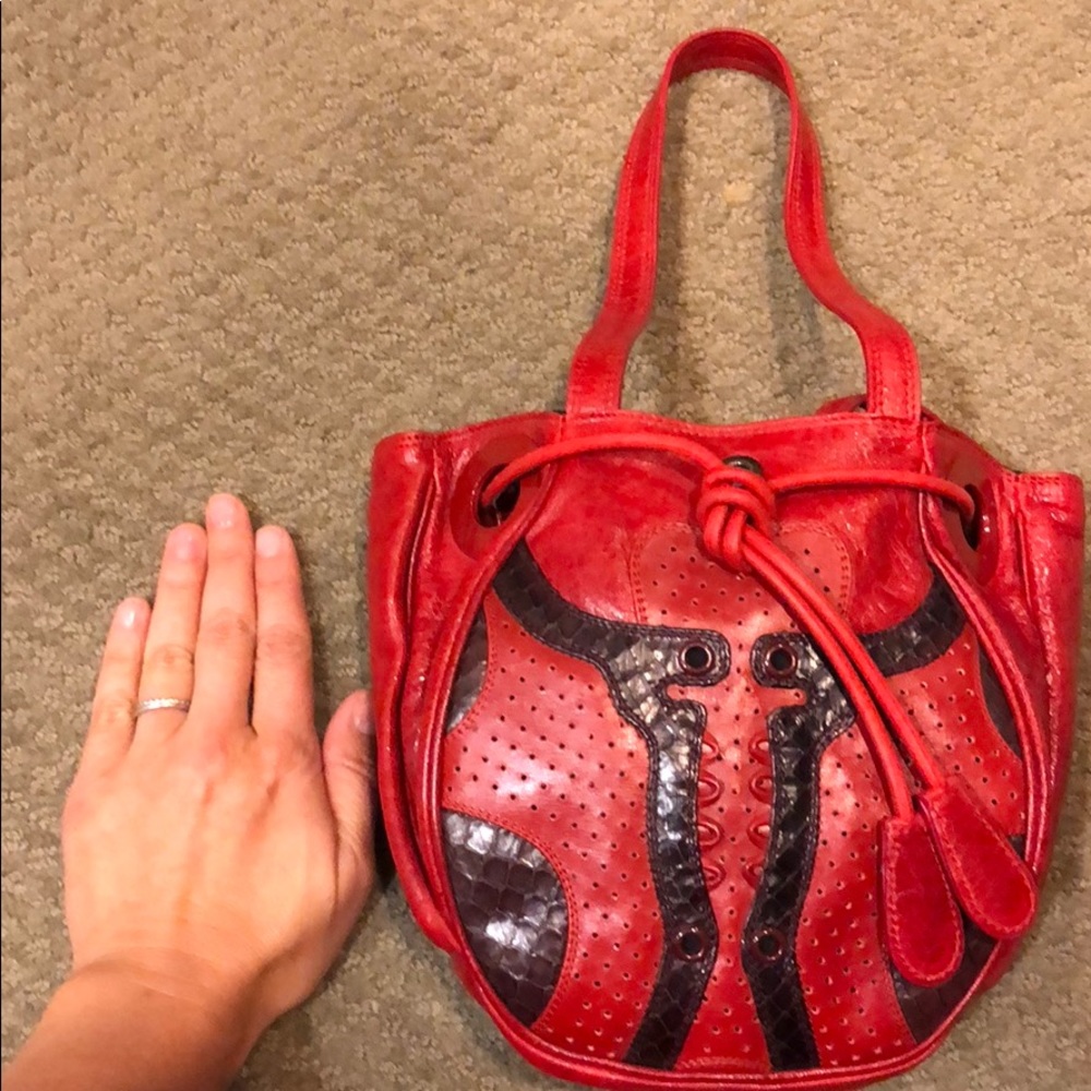 Balenciaga NWT- red leather and snakeskin purse - Picture 3 of 5